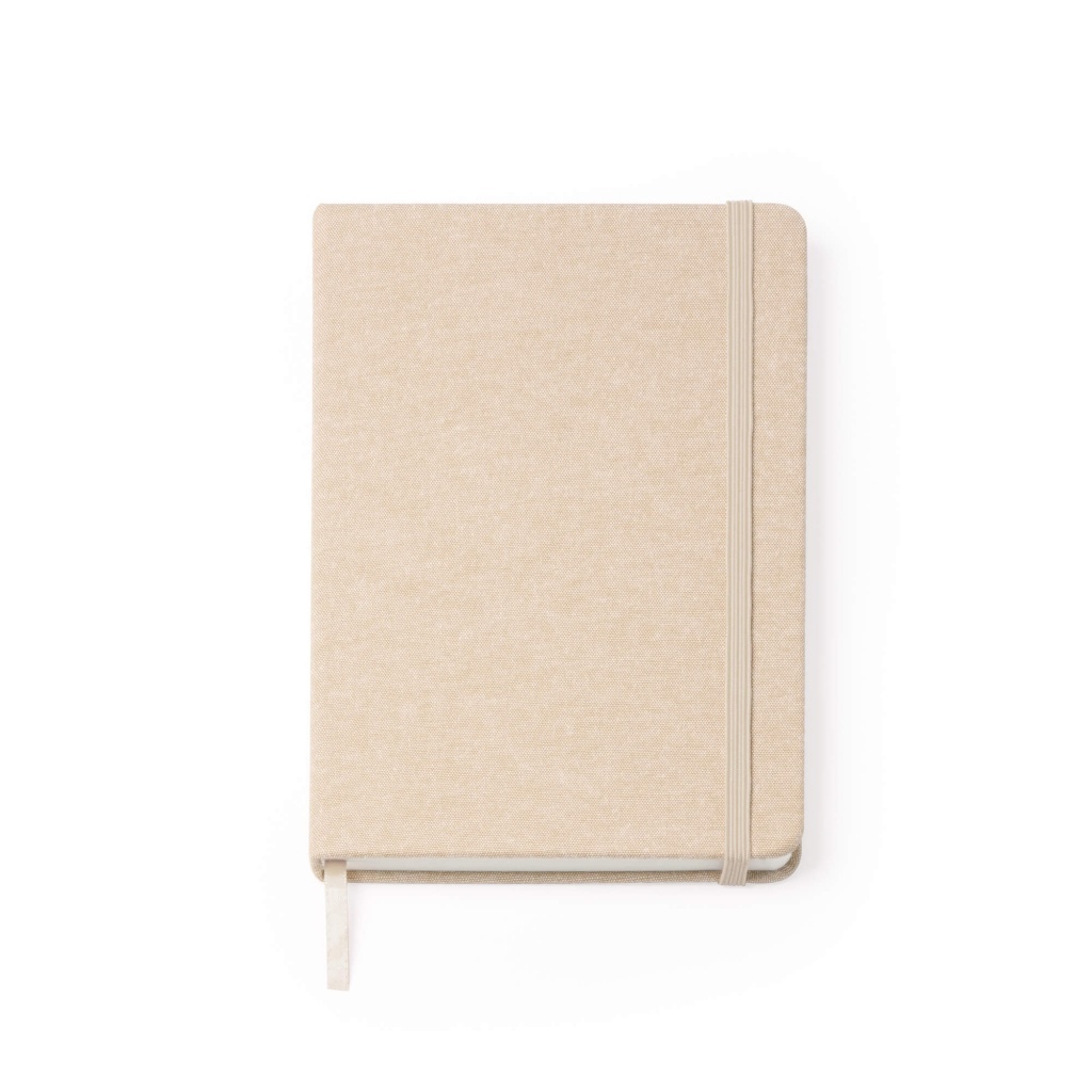 Soral - Notatnik w formacje A5 z bawełnianą okładką. Zakładka i gumka elastyczna. 100 gładkich arkuszy.