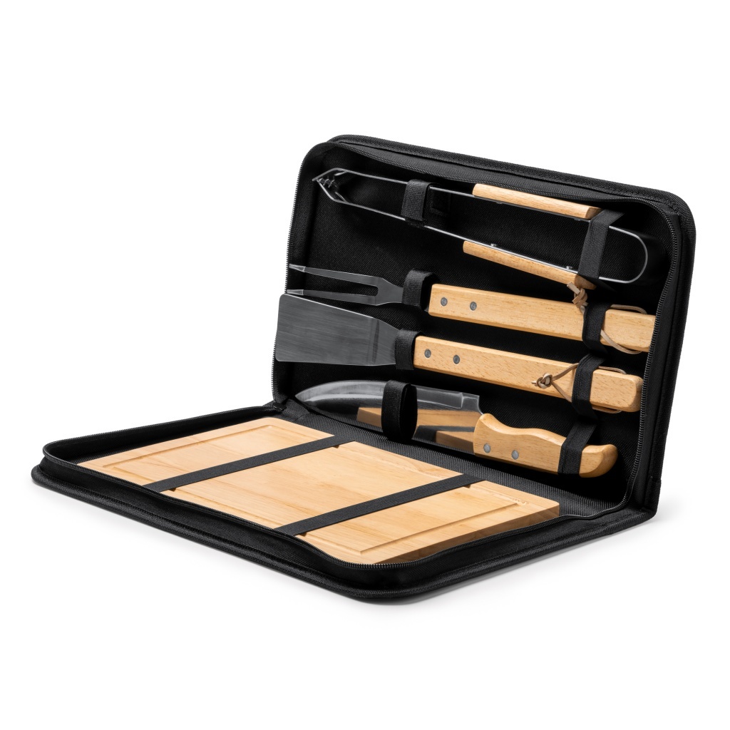 WEBEK - Zestaw narzędzi do grillowania z drewnianą deską