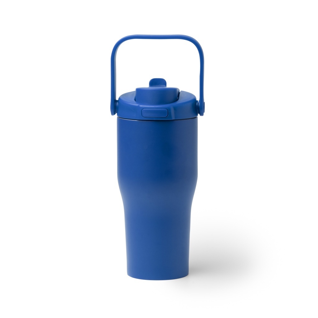 MAPET - Kubek termiczny ze stali nierdzewnej z recyklingu ze słomką i uchwytem, 550ml