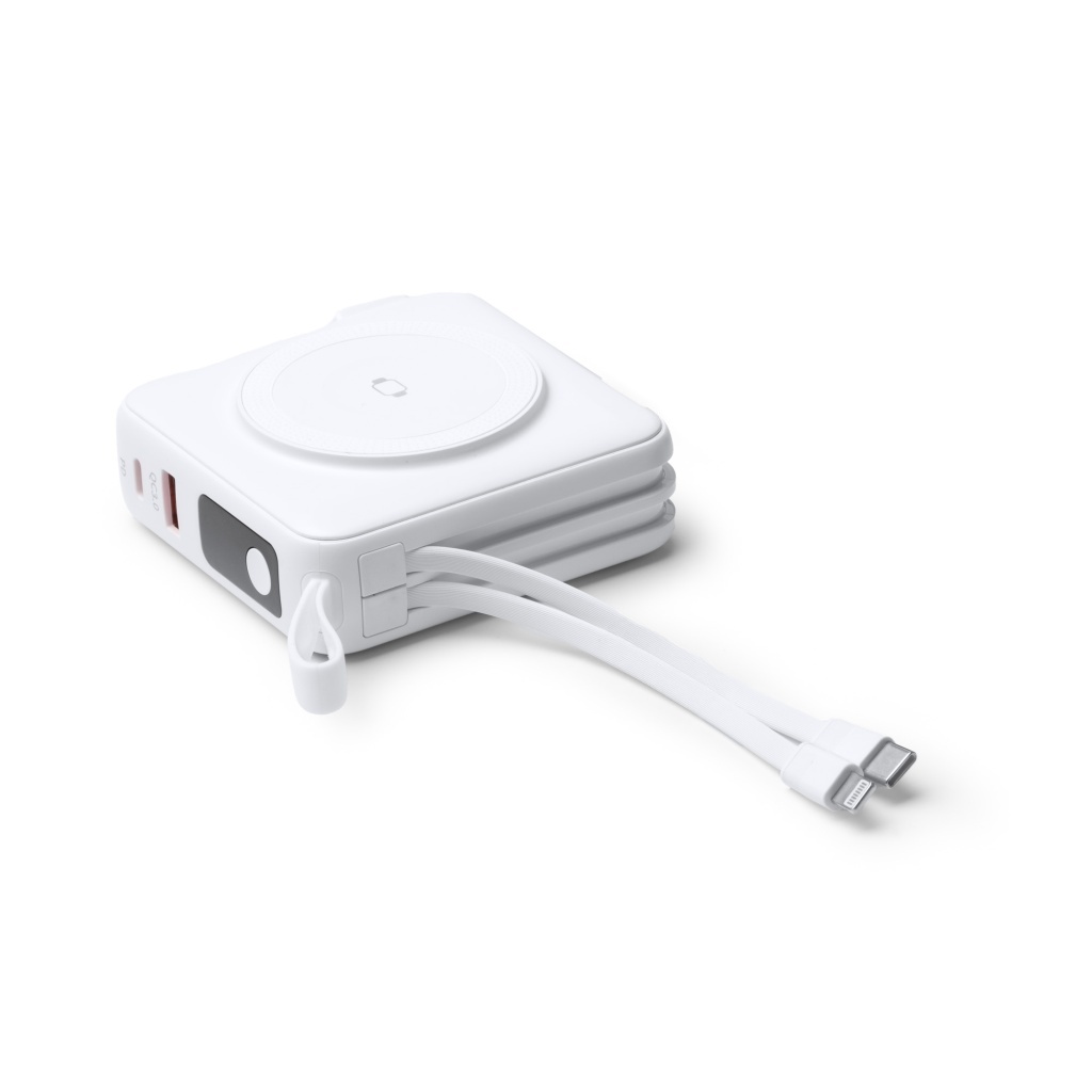 FREMONT - Powerbank bezprzewodowy (3w1) z kablem i adapterami do ładowania, 10 000 mAh