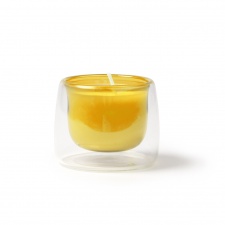 Flora - Aromatyczna świeca o zapachu wanilii w dwuwarstwowym, szklanym pojemniku.