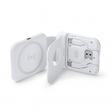 LAREDO - Składana ładowarka bezprzewodowa do smartfonów, słuchawek bezprzewodowych i smartwatchy z kablem w zestawie.