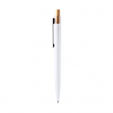 DIKEN - Długopis z korpusem z ABS z recyklingu i bambusowym przyciskiem